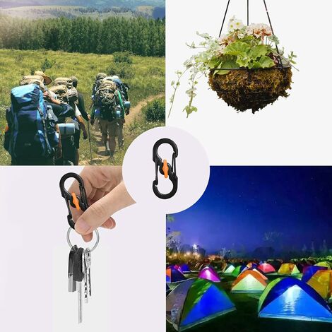 10pcs équipement de camping type s mousqueton avec serrure mini