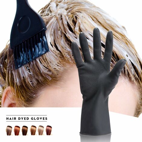 Gants De Teinture Pour Les Cheveux Noir Réutilisable Salon Couleur Des  Cheveux Gants En Latex Grands