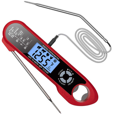 Thermometre de Cuisson Tactile, Thermomètre Sonde de Cuisine Numérique,  pour Patisserie, Culinaire, Lait, Viande, etc (Noir)