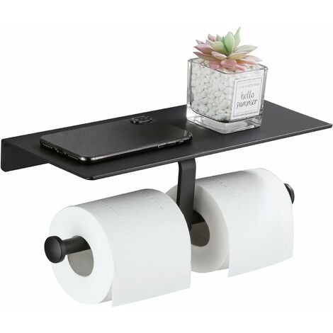 Relaxdays Porte-papier toilette, avec espace de rangement pour portable &  lingettes, bambou, HLP 12x16x10,3 cm, nature