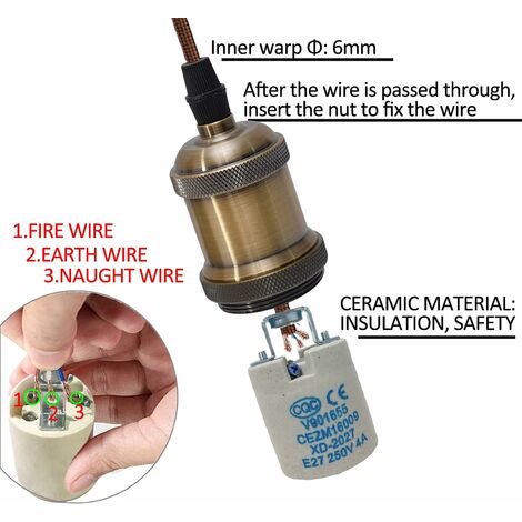 Douille E27 or avec interrupteur à cordon et porcelaine - Douilles avec  régulateur ou interrupteur - Accessoires pour lampes