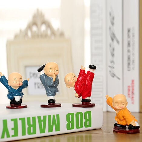 4Pcs Figurines de Moine de Kung Fu Chinois, Figurines de Moines Mignons en  résine Statue de