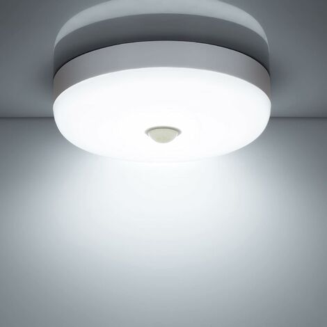Plafonnier LED avec Détecteur de Mouvement, 30W 6600K Lampe de Plafond  Moderne Lumière Blanche Froide, 25CM Plafonnier Rond Blanc pour Cuisine