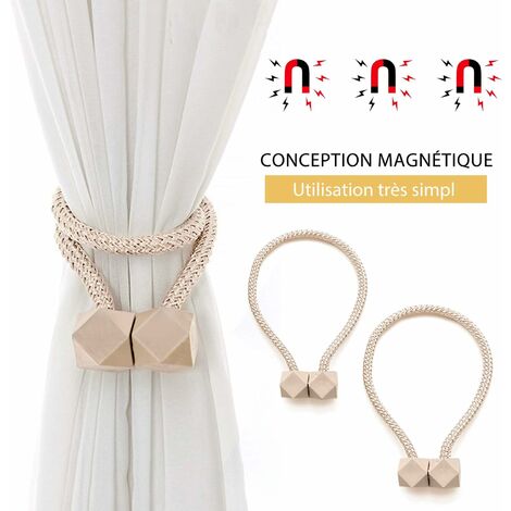 Fain - Luxe Rideau Embrasse – Set de 2 pièces – Or – Magnétique – Porte- rideaux –