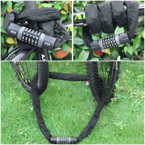 Antivol Vélo Chaîne à Boucle Abus Ø 6mm x 1M Acier + Sacoche