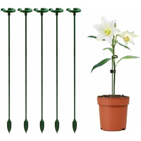Tuteur Plante Grimpantes Support Orchidées - 27 cm, avec Anneau Support,  Aidez Vos Fleurs à Pousser, pour Jardin, Tomates, Monstera, Pivoines,  Poivrons, lys, Rose etc. Bâtons Vert（5 PCS）,ladacèe