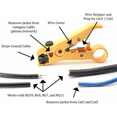 Denudeur de Cable Pince Outil pour Denuder Coupe Fil Réseaux Coaxial RJ45  Cutter