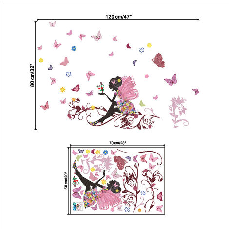 Romantique Dansant Fille Fleur Fée Papillon Amovible Stickers