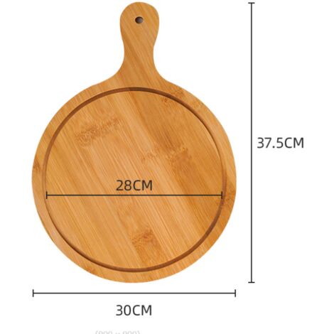 Planche pizza en bambou 30 cm Planche pizza Ronde en Bois pour pizzas et  Tartes Flambes Avec Poigne pour la Cuisson