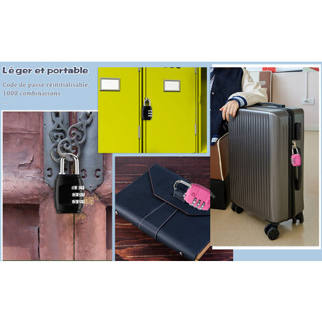 Cadenas à combinaison pour casier de gym, cadenas à combinaison pour  valise, sac de voyage, valises, casiers, salle de sport, taille L