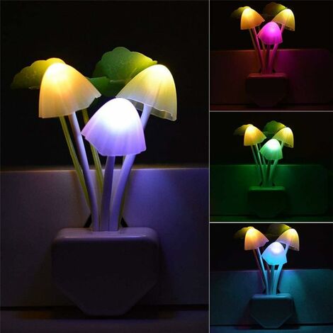 Veilleuse à LED champignon,2 pièces lampe de nuit multicolore à
