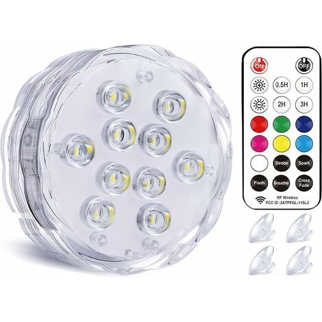 Lumière LED submersible, Éclairage Ip68 Lumières sous-marines multicolores  avec télécommande, Lampes de baignoire imperméables, Pour aquarium Baignoire  Piscine