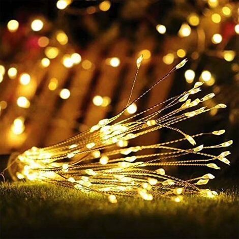 Guirlande lumineuse à 120 LED en fil de cuivre, 8 modes à intensité  variable, fonctionne avec des piles avec télécommande pour jardin, Noël,  fête