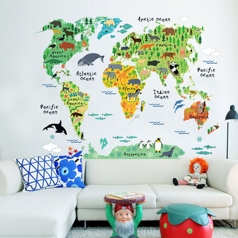 Sticker carte du monde pour enfants pas cher - Stickers Enfants
