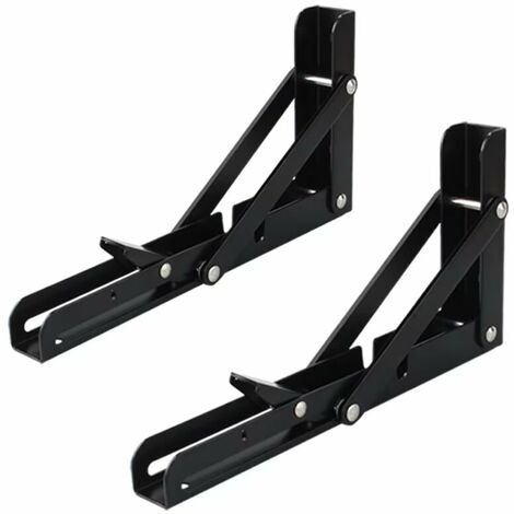 Lot De 2 Equerre Etagere 400mm, Support Console Pliable, Acier Inoxydable  Equerre Rabattable Murale, 80kg/176lbs Porteur Noir