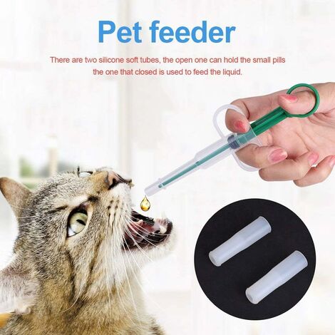 Cat Pill Popper Distributeur Cat Dog Feeding Tablet Seringue Animaux de  compagnie Médicament Distributeur avec 2 Silicone Tip Plastique Distributeur  de liquide Outil d'alimentation réutilisable pour
