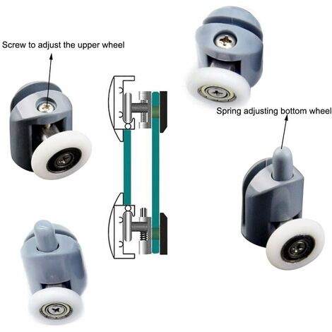 Roulettes de Porte de Douche 26mm Roulette Double Porte de Douche  Coulissante Galets de Porte de Douche Antirouille Roulette pour Cabine de  Douche