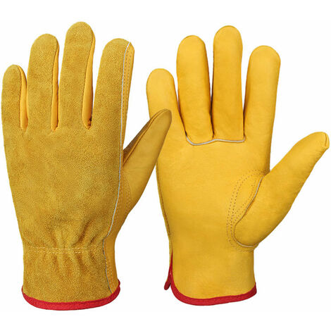 Gants de jardinage en cuir pour femmes, hommes, résistants aux épines,  gants de travail de jardin pour femmes, gants de jardinage durables (jaune  1