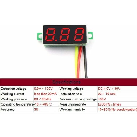 Mini 0,36 pouces affichage LED voltmètre numérique testeur de