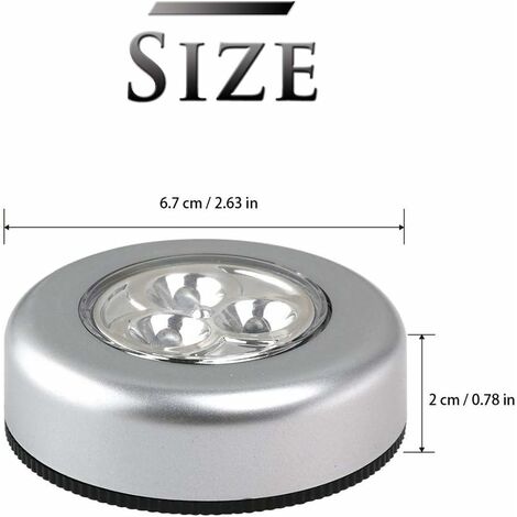 3-led Silver Closet Cabinet Lamp Aaa Batterie Alimenté Sans Fil Stick Tap  Push Sécurité Cuisine Chambre Armoire Nuit Lumière