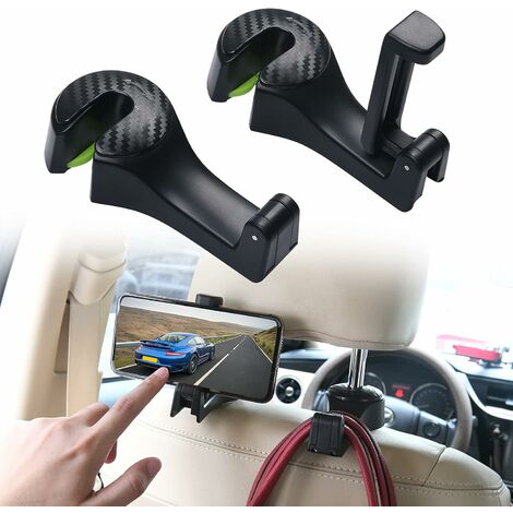 Support de téléphone portable pour appuie-tête arrière en acier inoxydable  à double crochet de voiture (
