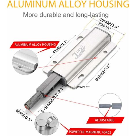 Push to Open Aimant Porte Placard Oi-FRIS 2 Pièces Aluminium Loquet  Magnetique Porte Fermeture Push Open Amortisseur pour Armoire Fermeture  Systeme Tiroir