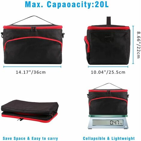 Sac isotherme 20L sac à lunch grande capacité sac à lunch portable sac  isotherme de pique-nique familial，Fonepro