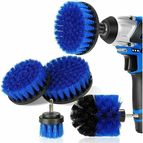 Lot de 4 brosses de nettoyage pour perceuse électrique – Épurateur  électrique pour brosses de nettoyage (perceuse non incluse) – Bleu，Fonepro