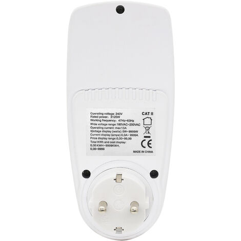 Wattmètre Prise Compteur d'Énergie Numérique, Maxcio Consommation d'Énergie  avec 7 Mode et l'écran LCD, Surveillance de l'Énergie pour Les Gros