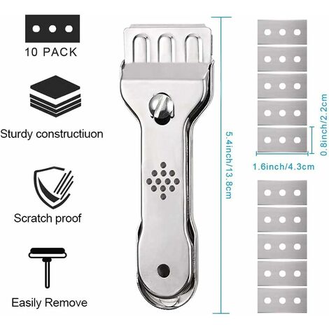 Grattoir Plaque Vitrocéramique Induction Racloir Vitrocéramique Verre  Grattoir de Acier Inoxydable avec 20 Lames pour Vitre, Plaque à Induction,  Voiture, Miroir, Autocollant, Nettoyage