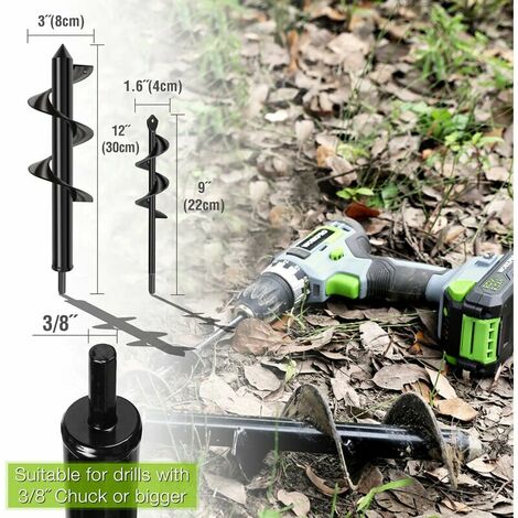 VEVOR Tarière pour Perceuse 38x420 mm Tarière de Plantation Mèche Jardin  Tarière Spirale en Acier PCM Foret Hélicoïdal de Jardinage pour Perceuse  Hexagonale 9,53 mm Planter Creuser des Trous dans Sol