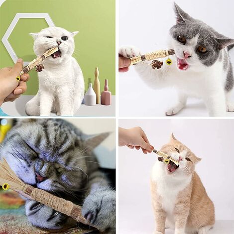 4pcs Bâtons à mâcher de chat, bâton d'herbe à chat, bâtonnets d'herbe à chat,  bâton interactif de chat molaire, bâtonnets de jouets d'herbe à chat, bâton  de jouet de chat