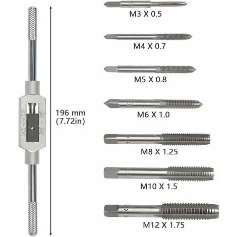 Filière manuelle réglable, pas à gauche, M5 x 0,8 x 25,4