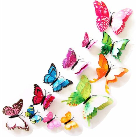 Art mural papillon 3D: papillons muraux 3D verts, autocollants