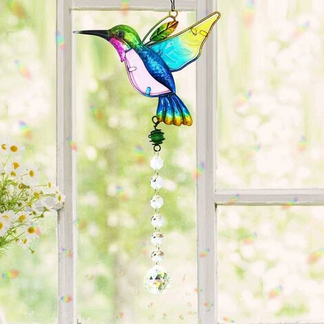 Jardin suspendu verre pendentif vent carillon arc-en-ciel prisme