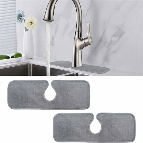 Tapis en silicone pour robinet d'évier, protection contre les  éclaboussures, tapis pour robinet de salle de bain (blanc)