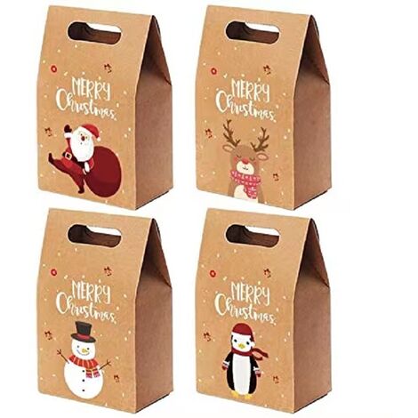 Lot de 24 sacs cadeaux de Noël en Papier Kraft pour décoration de