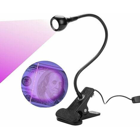 1 pc luminaires UV LED avec col de cygne et pince, mini lampe de