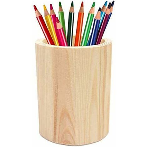 Porte-crayon en bois avec 11 pots à crayons (11 couleurs