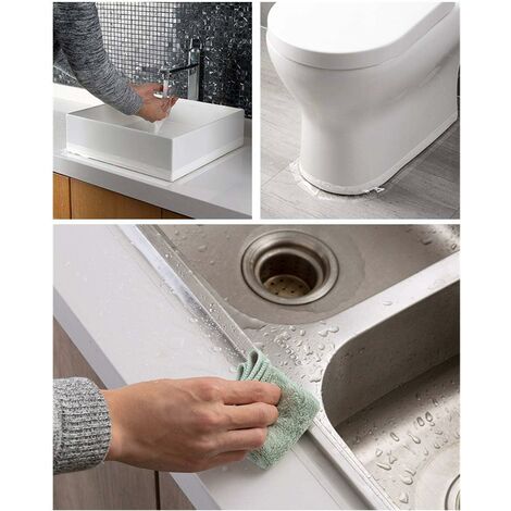 Plinthe Souple Adhésive | 100 mm x 25 mm | Moulure de finition pour cuisine  salle de bain - Ruban d'étanchéité PVC - Flexible Etanche Décoratif | 5