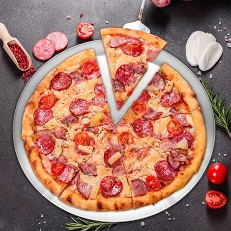 2pcs Plat à Pizza Rond en Acier Inoxydable pour Pizza,Plateaux de Four à  Pizza Ronds