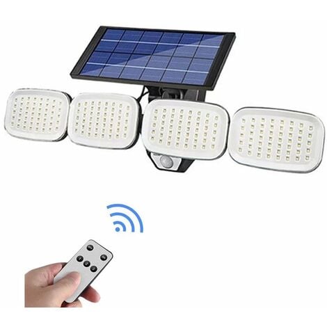 Lampe LED solaire avec 6 têtes réglables, 200, capteur de