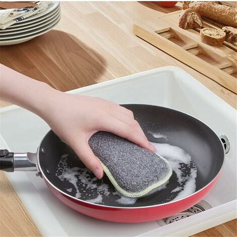 Lave-Vaisselle Tampon à récurer Chiffon Éponge Linge à Vaisselle Chiffon  d'essuyage Fibre de Bambou