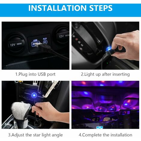 Lumières de toit de voiture USB, Veilleuse de toit Automotive RGB,  lumières intérieures de voiture à LED, Plafonniers automobiles colorés,  interface USB flexible Intérieur C