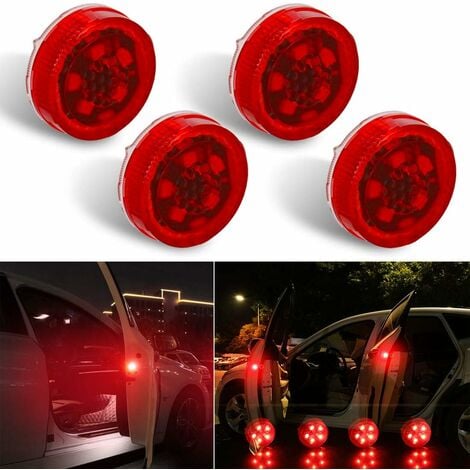 Lot de 4 lampes d'avertissement LED universelles sans fil pour portière de  voiture, lumières stroboscopiques pour éviter les collisions arrière  (rouge)