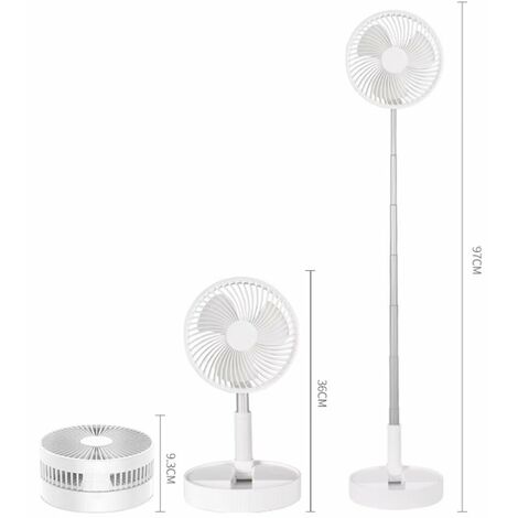 Ventilateur Pliable Ventilateur de Sol Silencieux USB Rechargeable