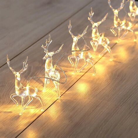 LED Renne à Piles de Noël Guirlande Lumineuse 10 LED Guirlande Lumineuse  décorations de Chambre étanche intérieur fée lumière,- LionKnight