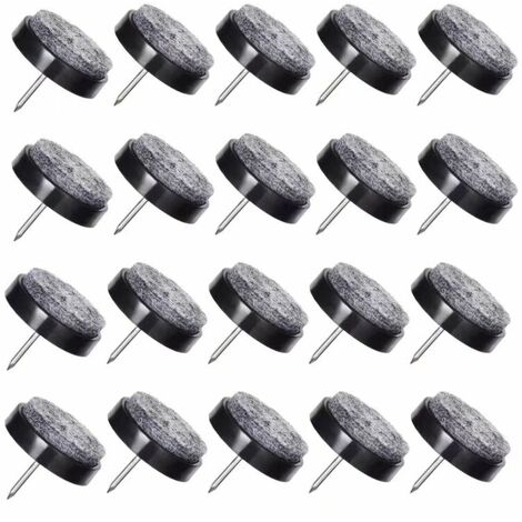 50 Pièces Clous Patins de Meuble de 24 mm Noir Pads en Feutre Glide avec  Boîte de Rangement pour Chaise de Meubles en Bois, Tabourets et Pieds de