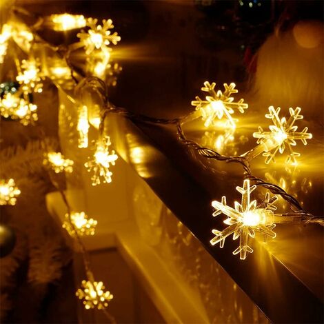 Guirlande Lumineuse Solaire 6m 30 Leds, Guirlande Lumineuse Extérieure  Lumières de Noël Imperméable pour Fête, Noël (Blanc Chaud) 
