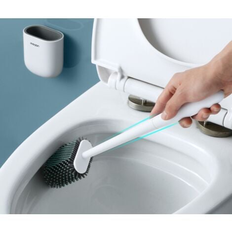 Brosse WC Silicone Brosse Toilette avec support à séchage rapide pincette  cachée Brosse Toilette Silicone pour salle WC